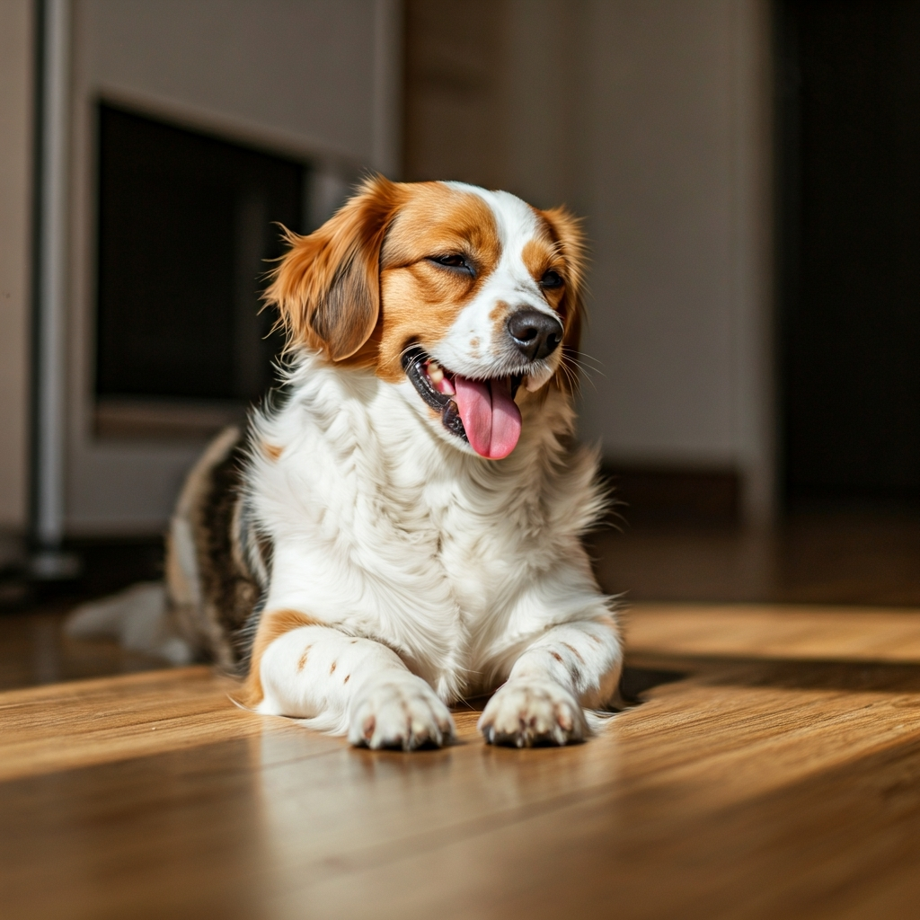 Dog on the floor indoor